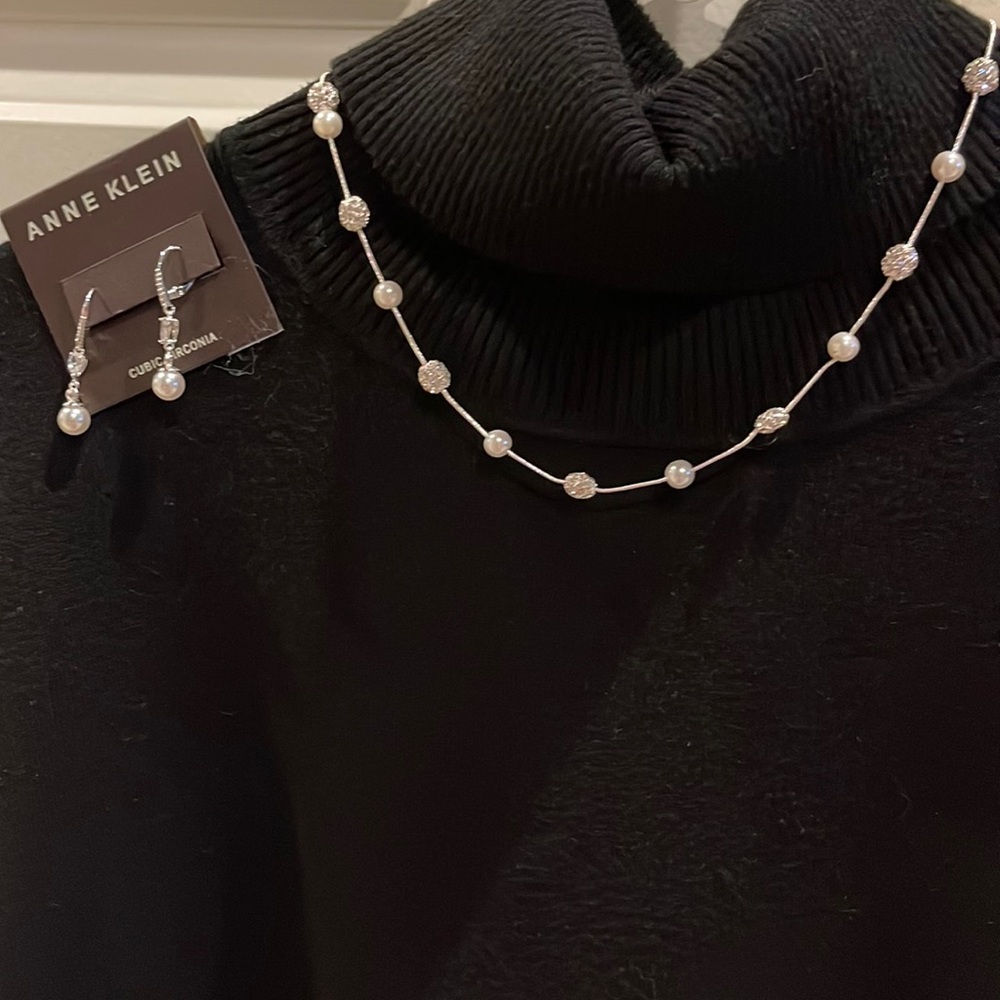 Matching necklace and earrings.